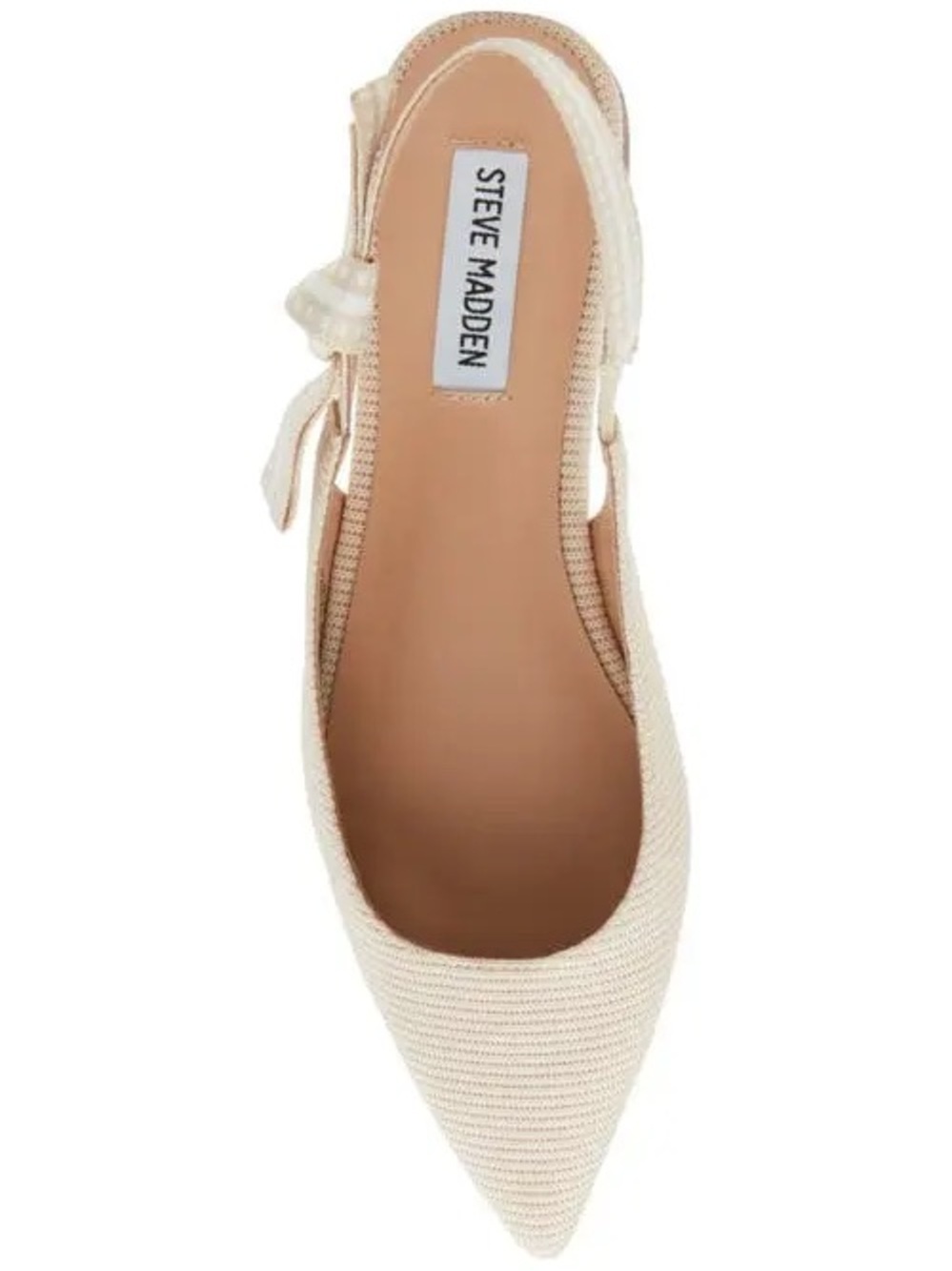 Steve Madden Women's Cream Pointed Knit Slingback Flat with Bow